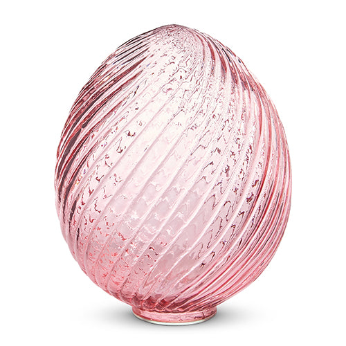 6.75" Pink Swirl Patterned Glass Egg