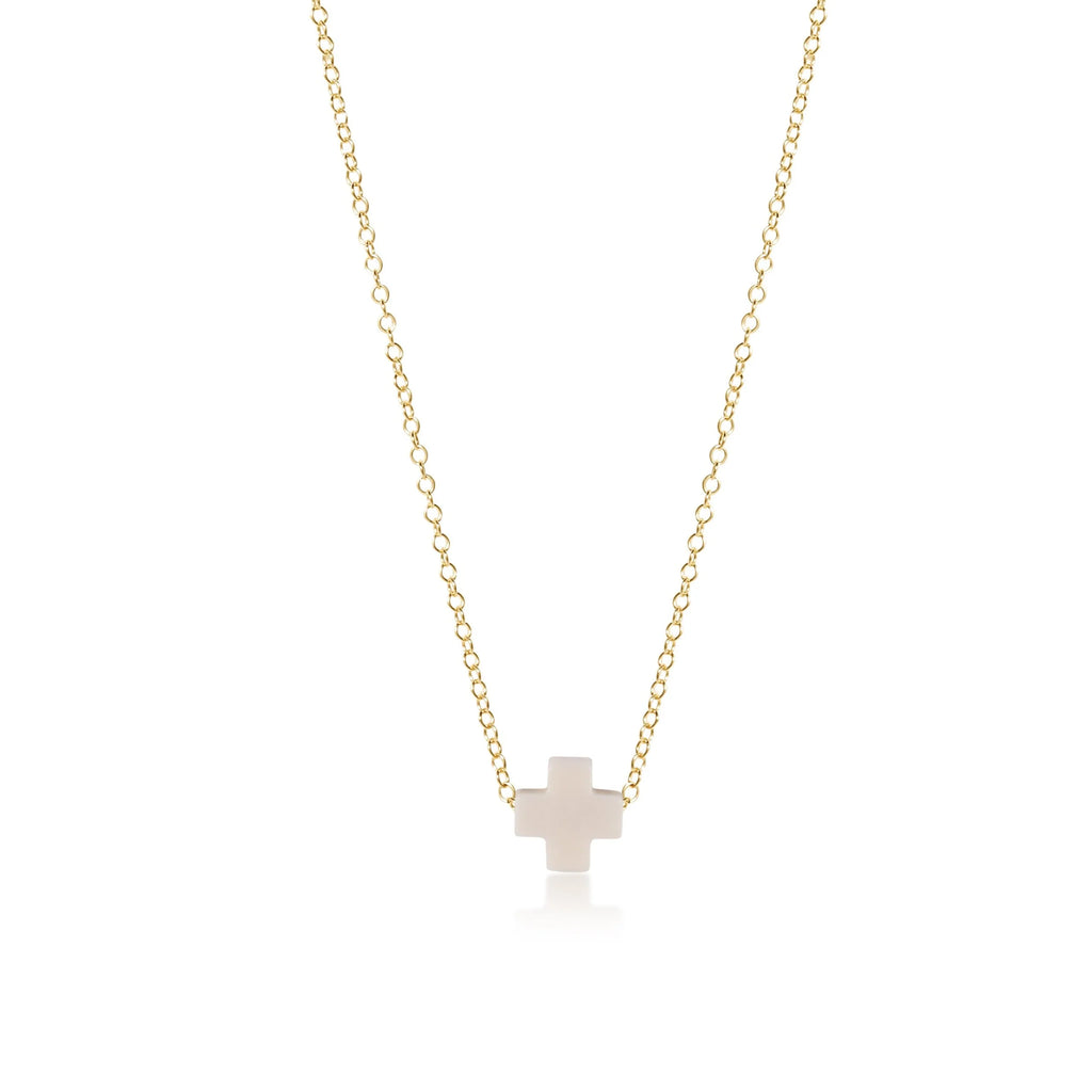 eNewton Design 16" Necklace Gold - Signature Cross Off White