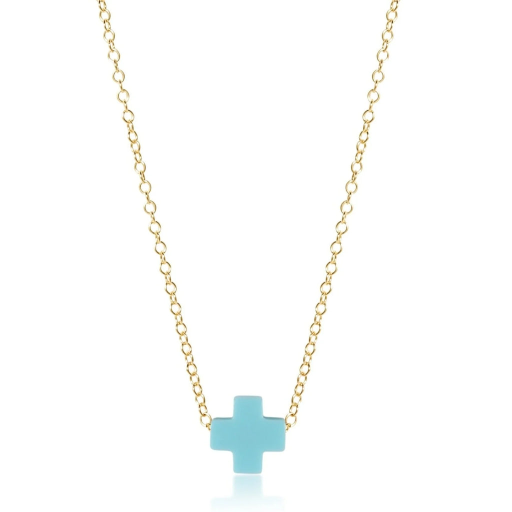 eNewton Design 16" Necklace Gold - Signature Cross Turquoise