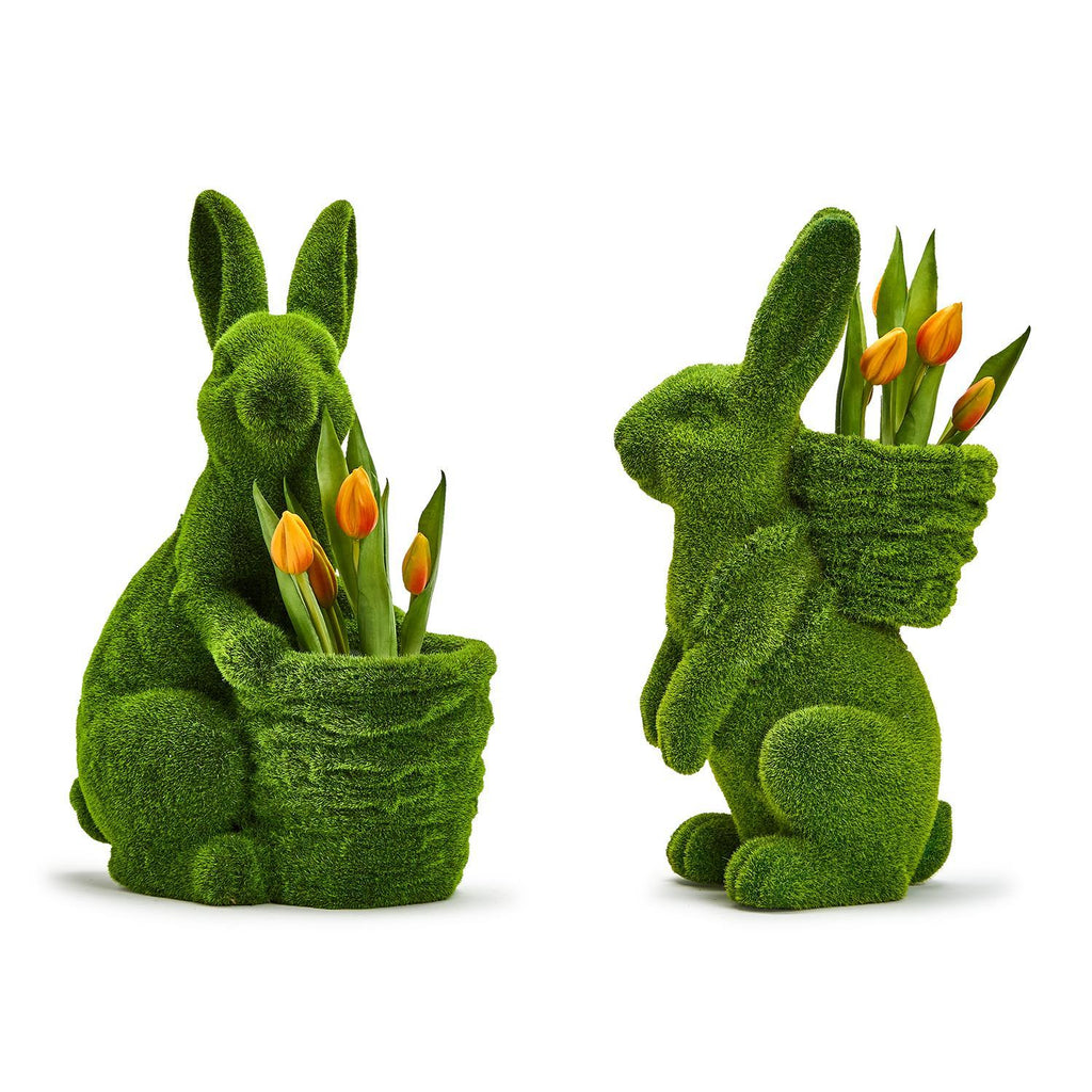 Hoppy Easter Faux Moss Easter Bunny with Basket