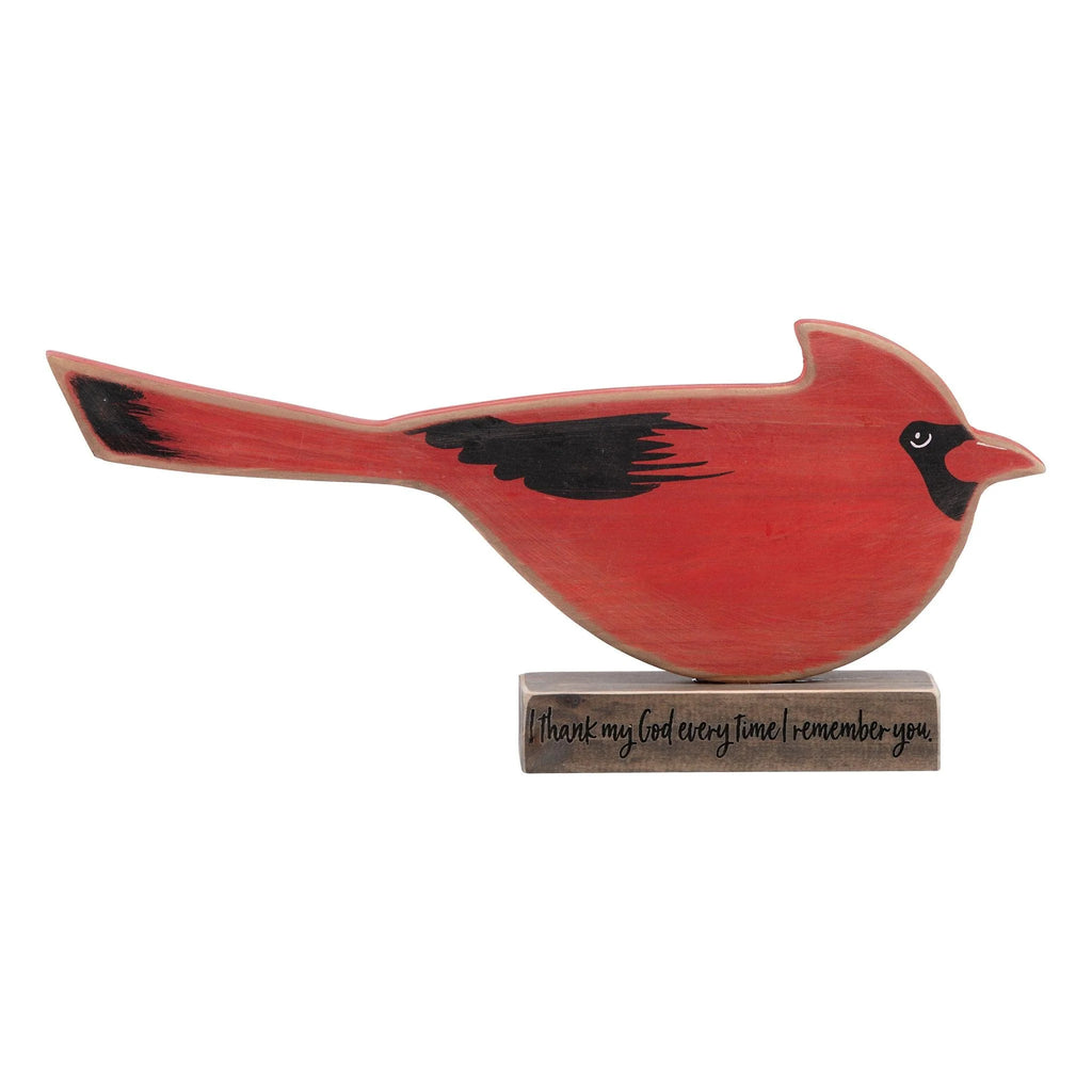 I Thank My God Red Bird Wooden Stand