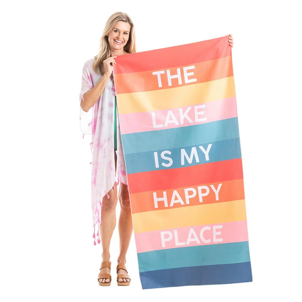 Katydid The Lake Is My Happy Place Quick Dry Beach Towels