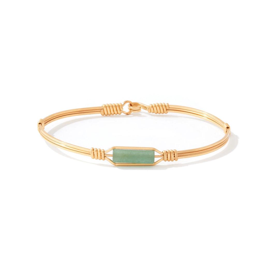 Ronaldo Jewelry A Moment in Time Bracelet 14K Gold Artist Wire and Aventurine Stone