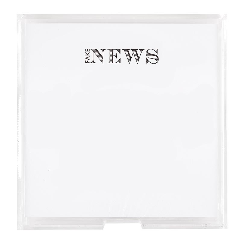 Santa Barbara Design Studio Square Notepaper in Acrylic Tray - Fake News