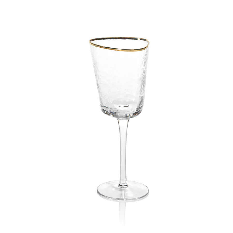 Zodax Aperitivo Triangular Wine Glass with Gold Rim