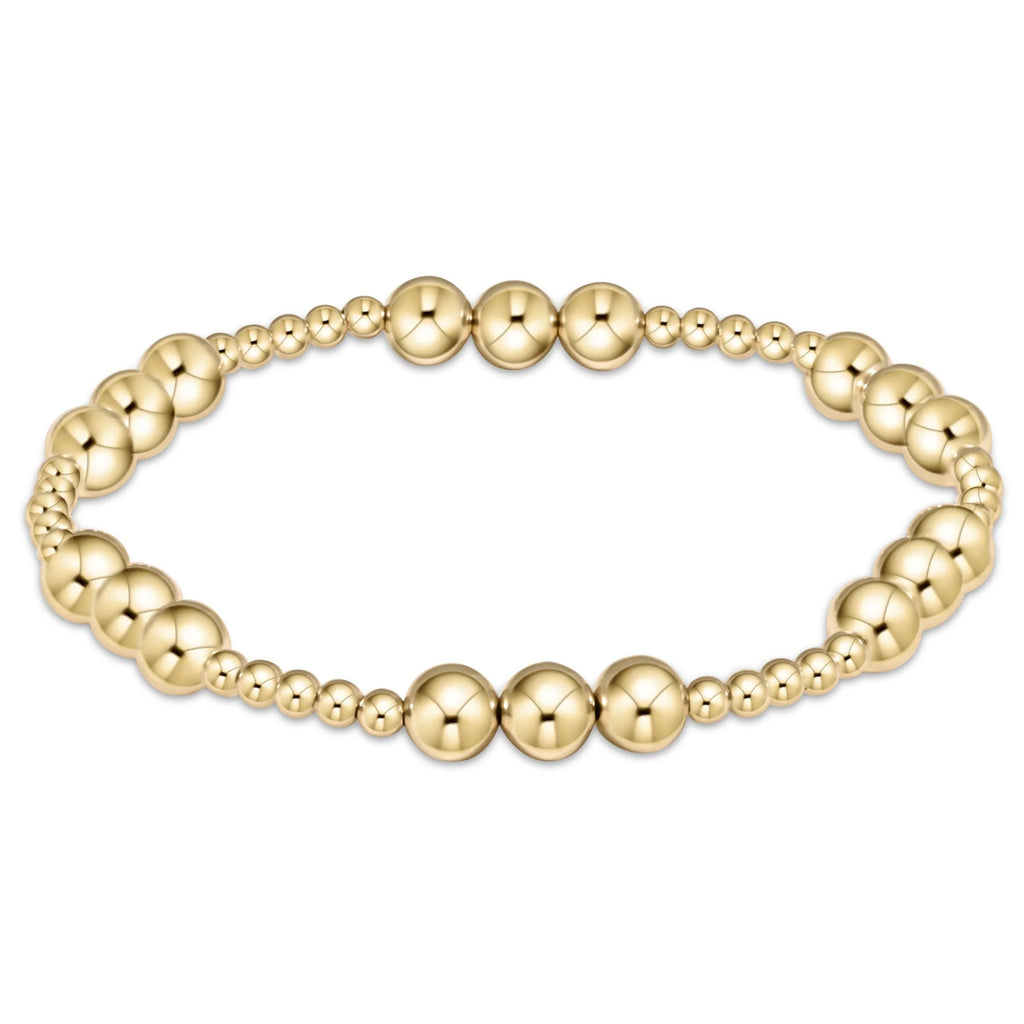eNewton Design Classic Joy Pattern 6mm Bead Bracelet - Gold