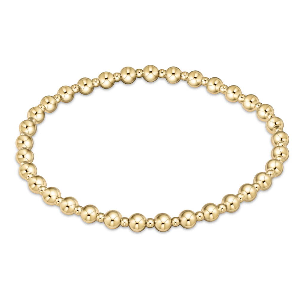eNewton Design Classic Grateful Pattern 4mm Bead Bracelet - Gold