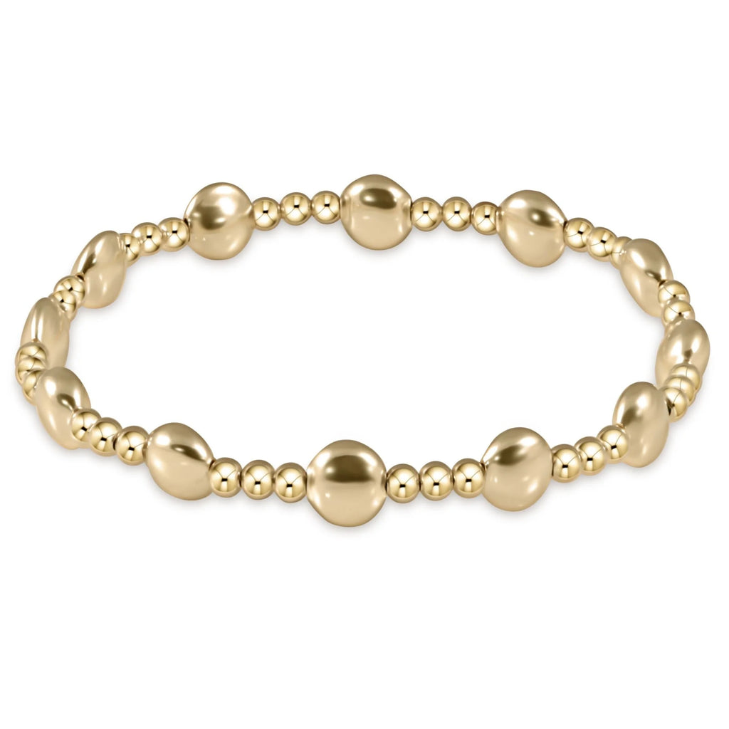 eNewton Design Honesty Gold Sincerity Pattern 6mm Bead Bracelet - Gold