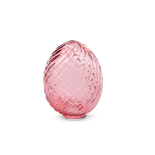 4" Pink Swirl Patterned Glass Egg