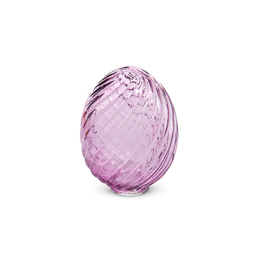 4" Purple Swirl Patterned Glass Egg