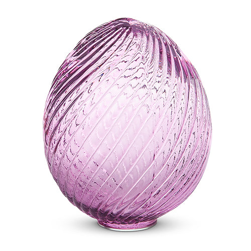 6.75" Purple Swirl Patterned Glass Egg