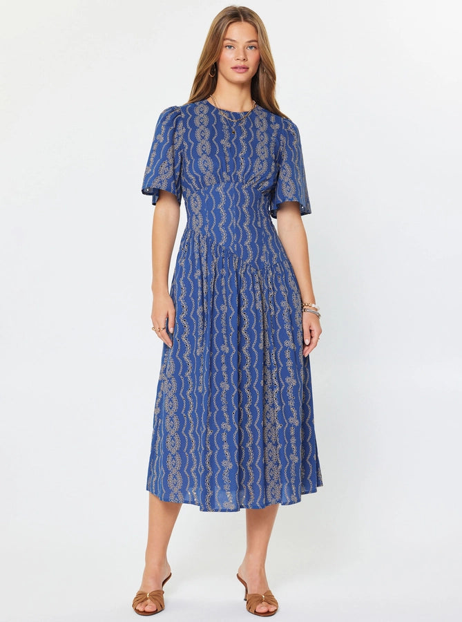 aveline maxi dress Aveline Smocked Waist Maxi Dress Berry Blue / M