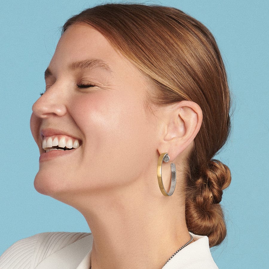 Model wearing Brighton Ferrara Entrata medium hoop earrings