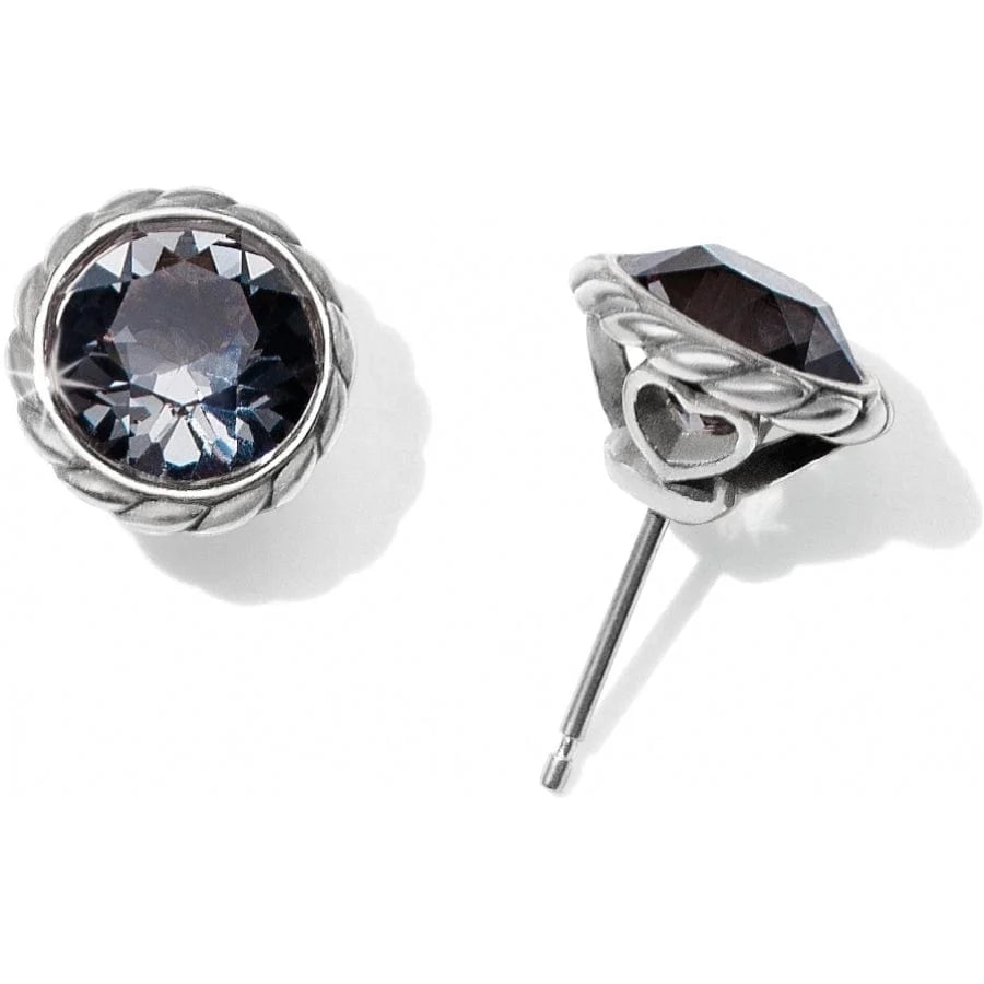 Brighton Iris Stud Earrings in Silver-Black