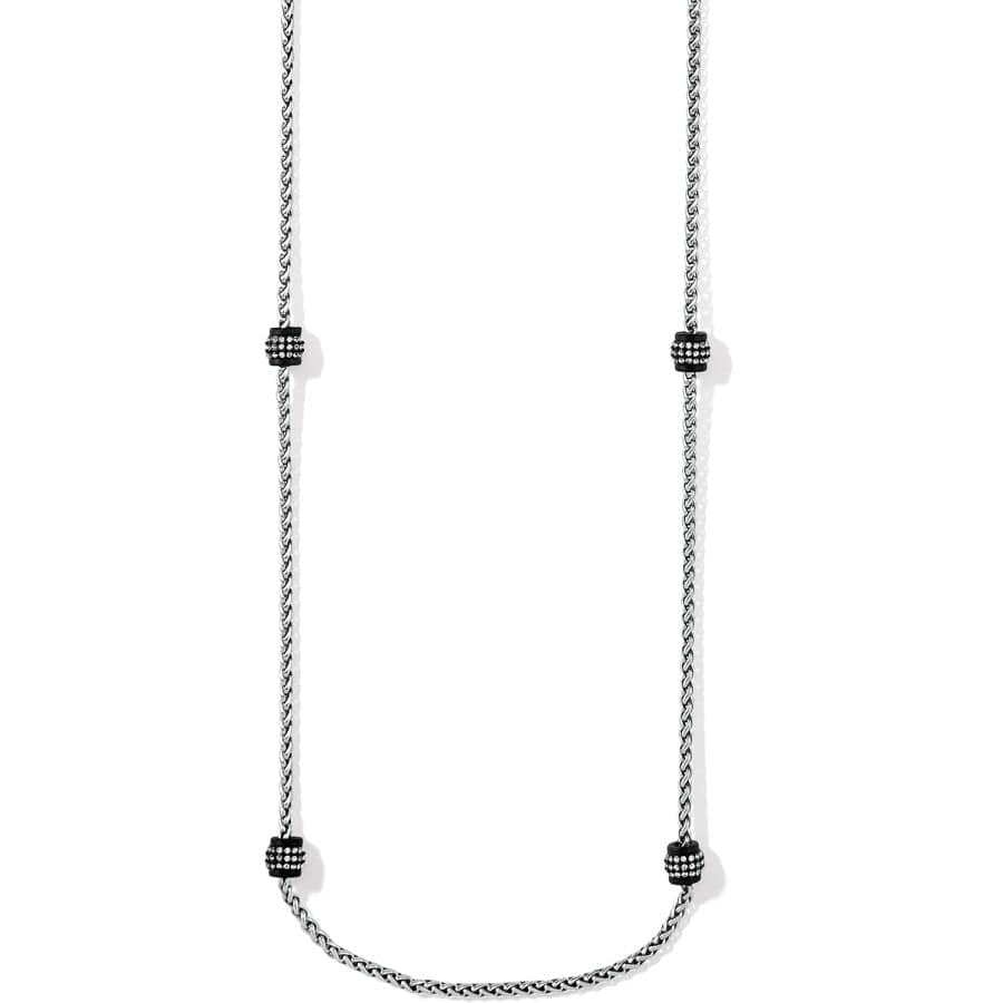 Brighton Meridian Petite Long Necklace - Silver Plated and Black Lacquer