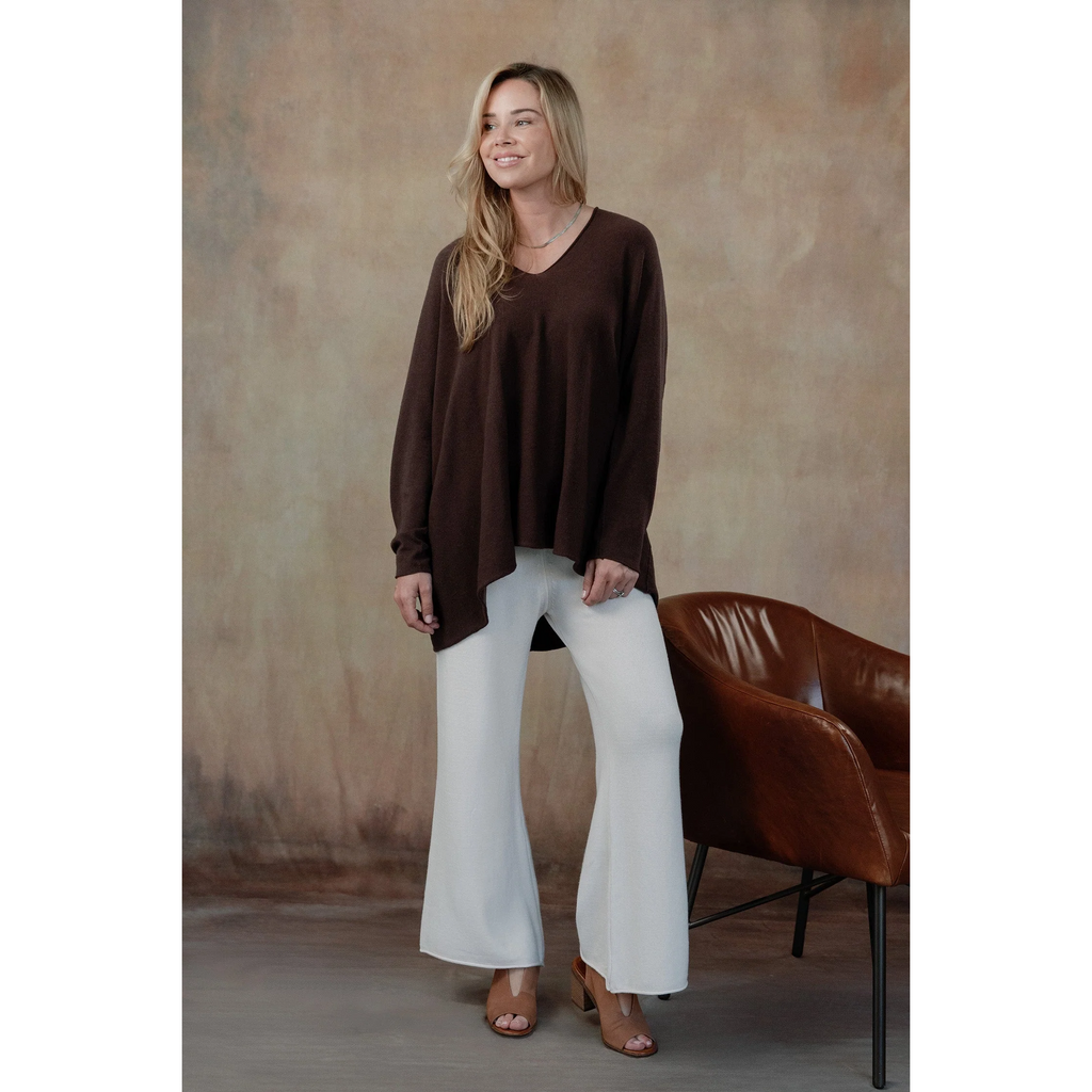 Cobblestone Living Claudia V-Neck Sweater in Espresso