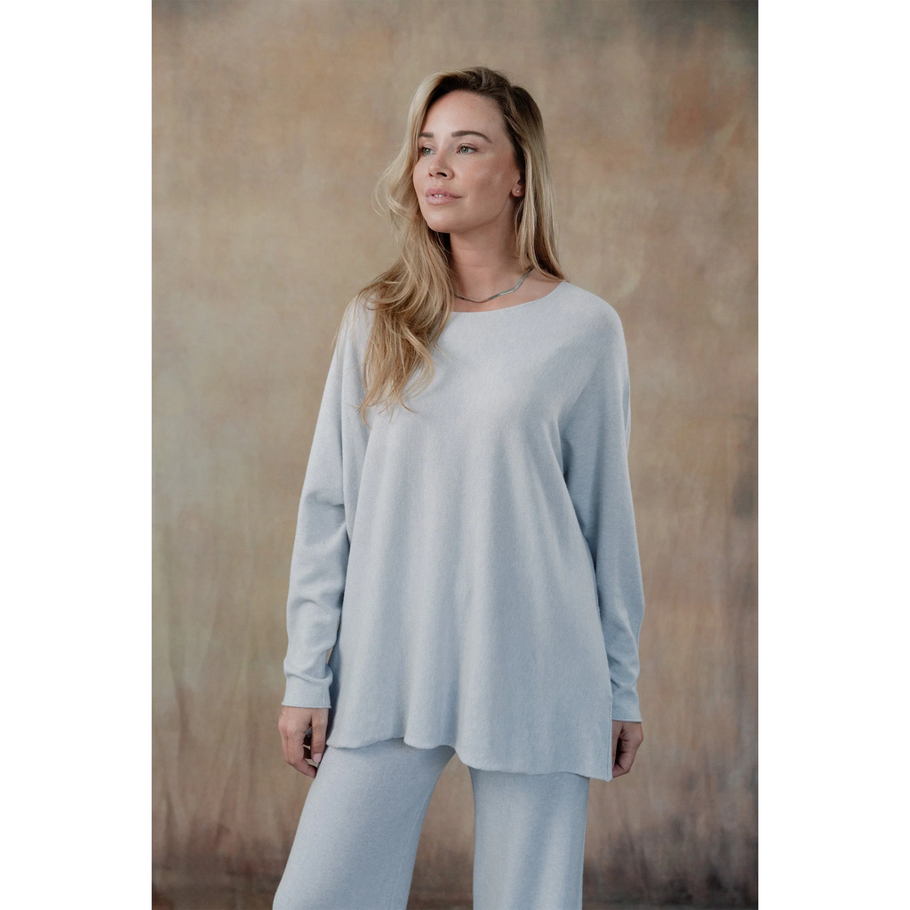 Cobblestone Living Daniella Boatneck Sweater in Grey