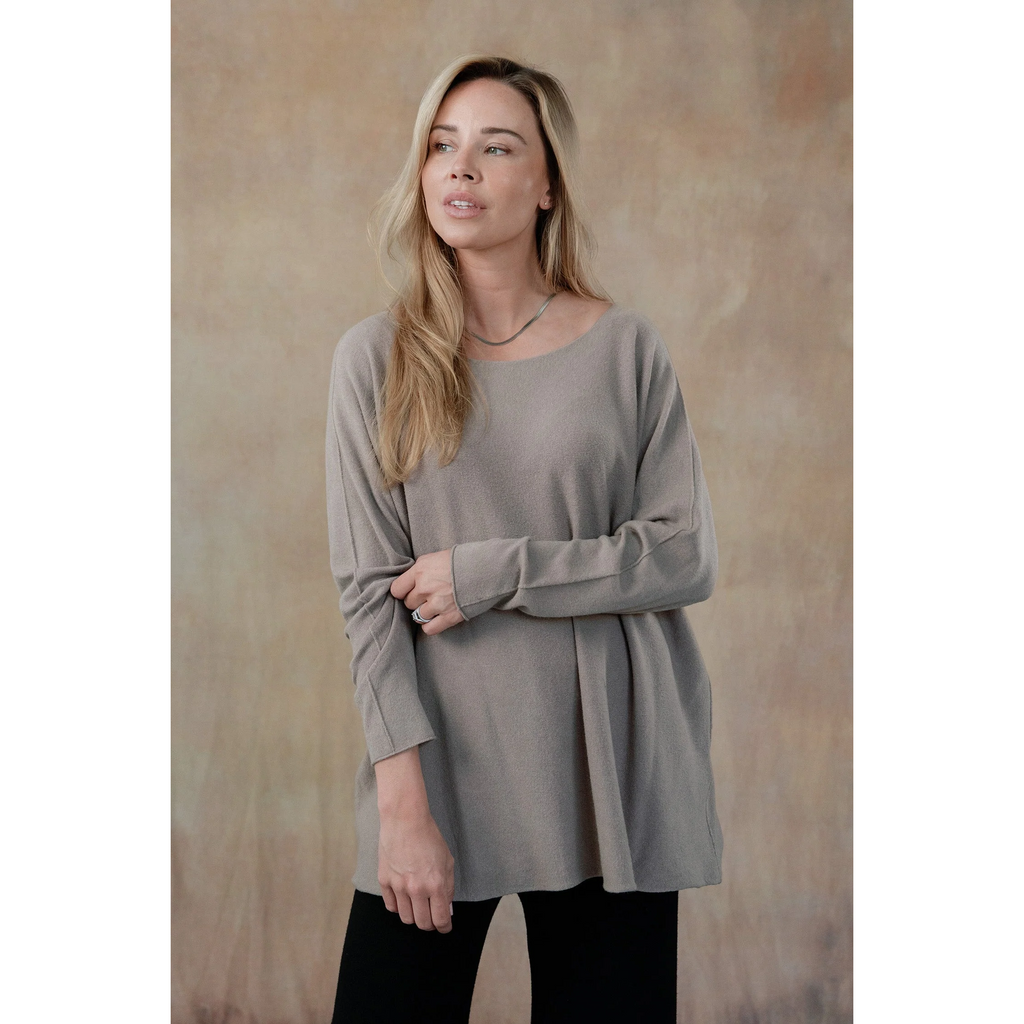 Cobblestone Living Daniella Boatneck Sweater in Taupe