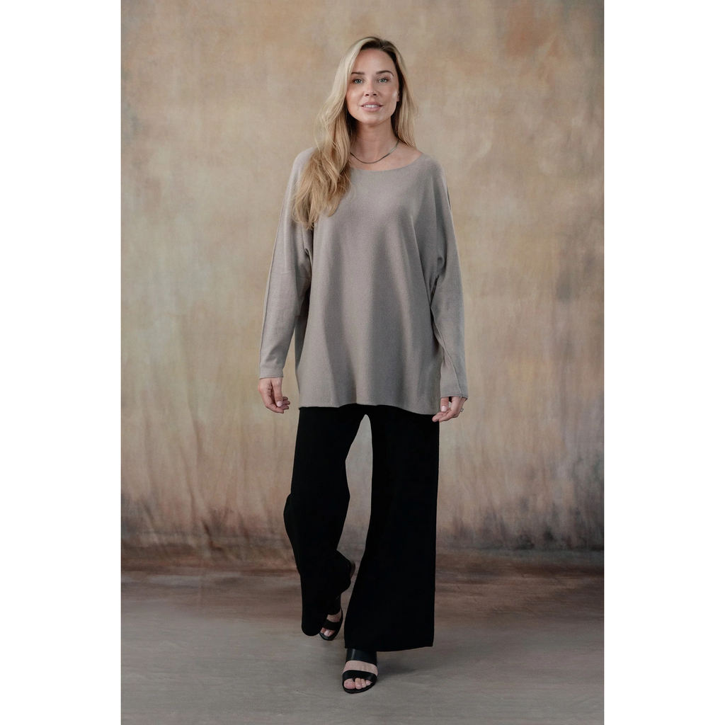 Cobblestone Living Daniella Boatneck Sweater in Taupe