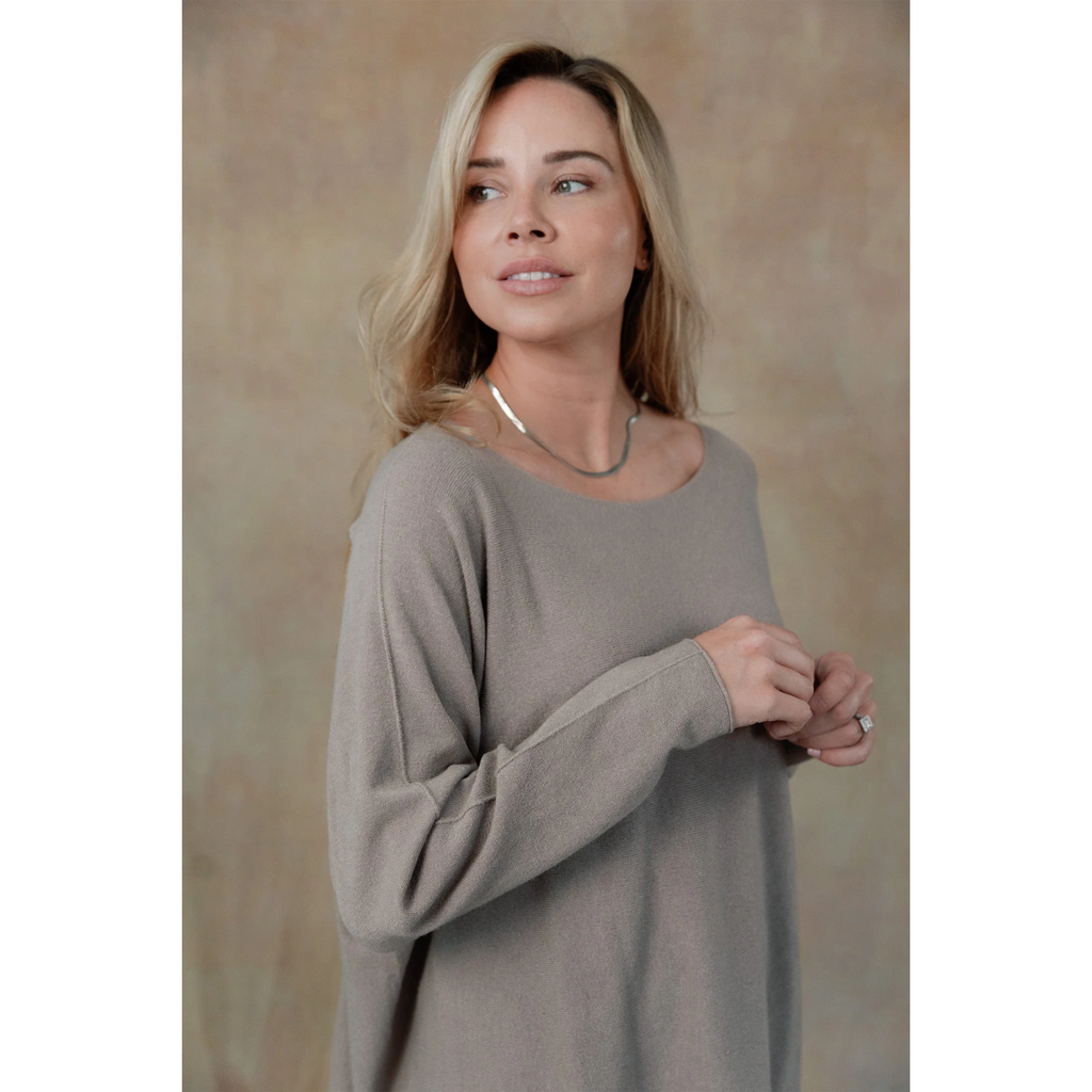 Cobblestone Living Daniella Boatneck Sweater in Taupe