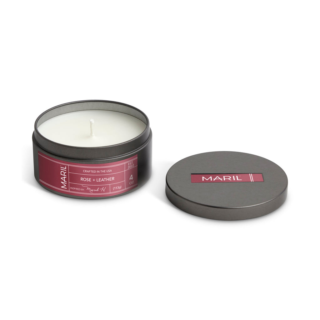 Demdaco MARIL Rose + Leather 4 oz Travel Candle