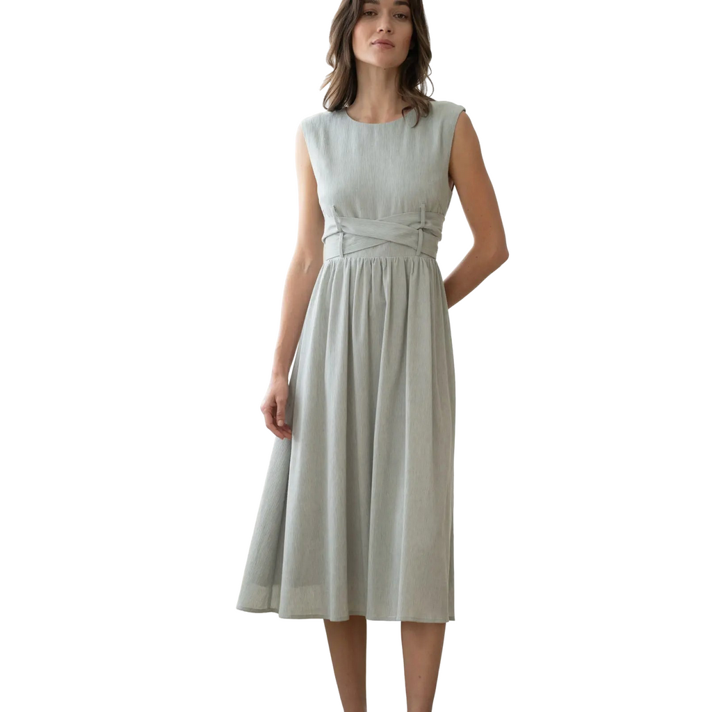 Elle Grey Tessa Flair Dress in Cloudy Gray Color