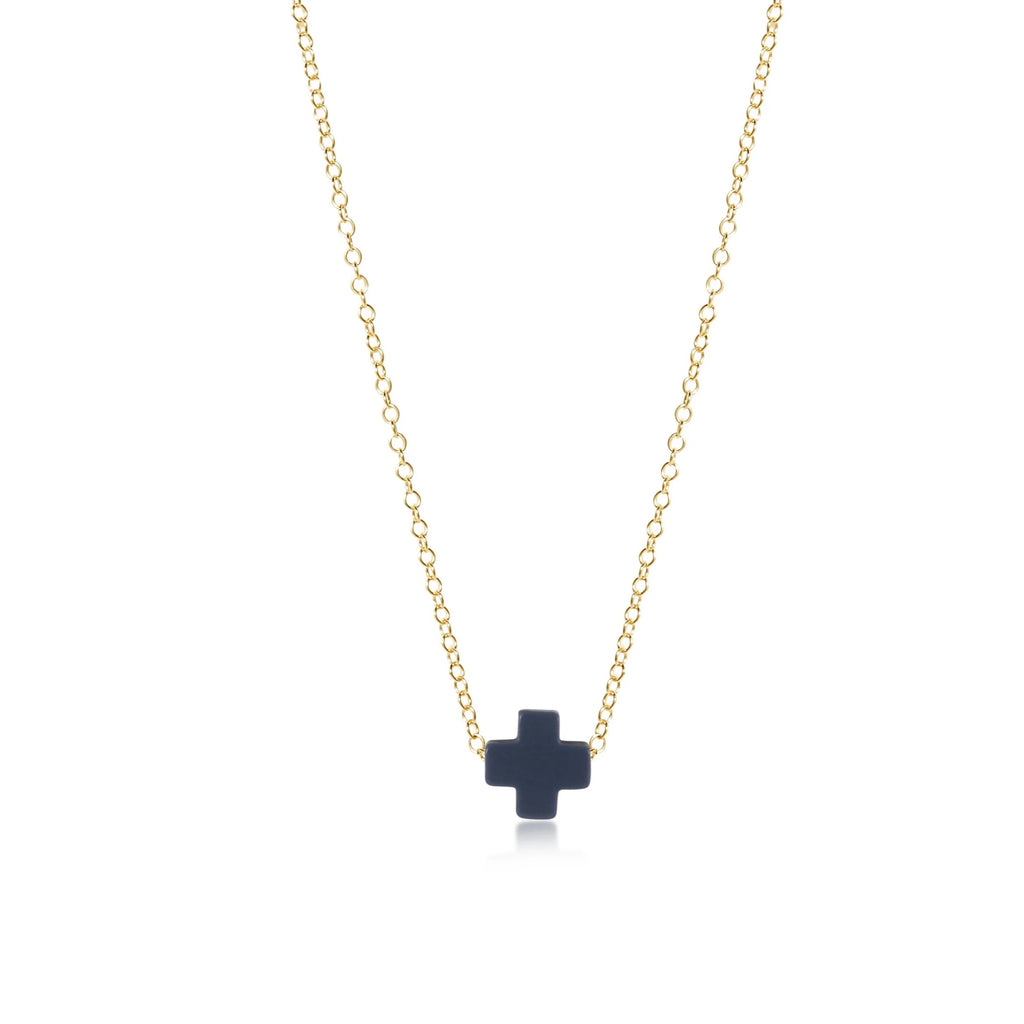 eNewton Design 16" Necklace Gold - Signature Cross Navy