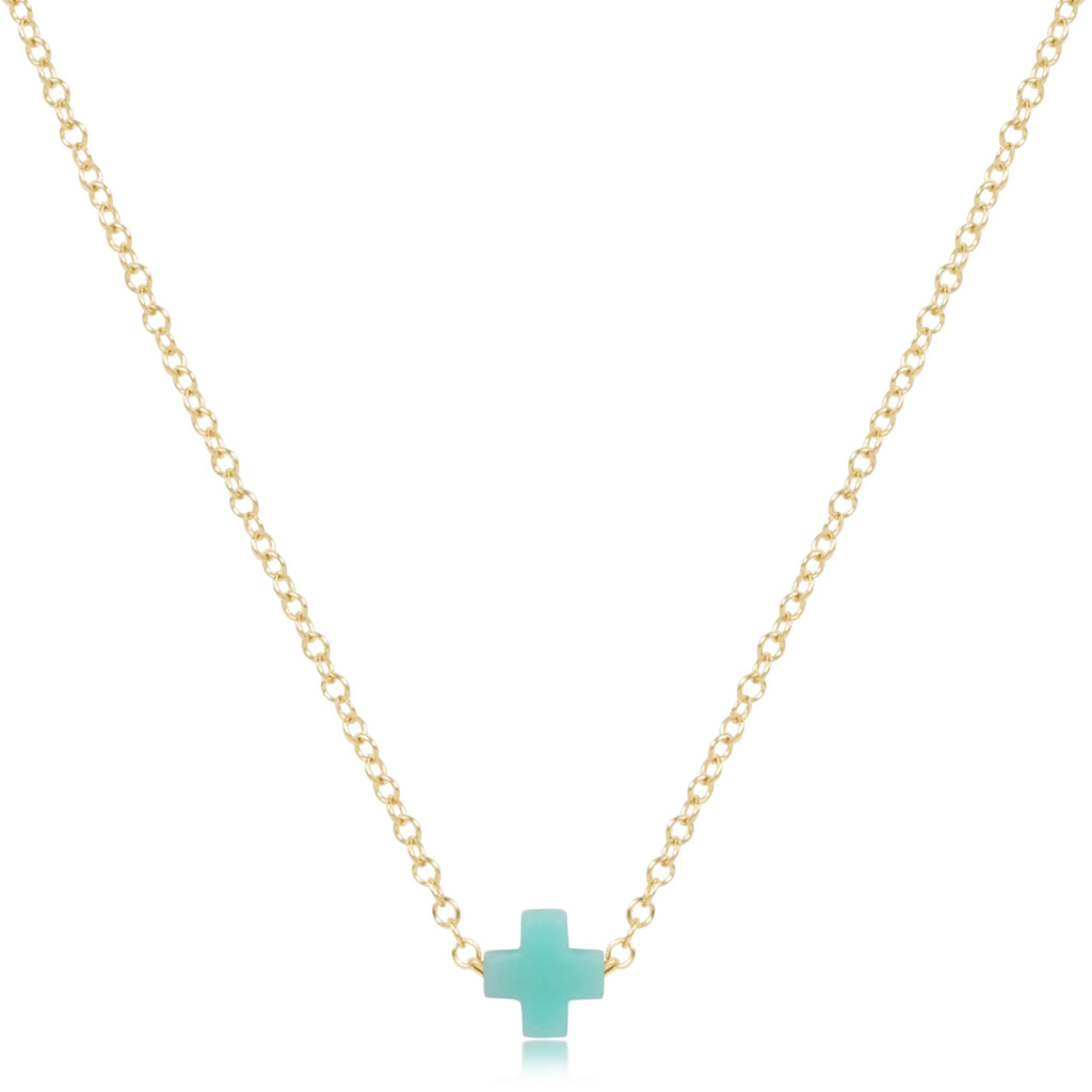 eNewton Design 16" Necklace Gold - Signature Cross Small in Mint