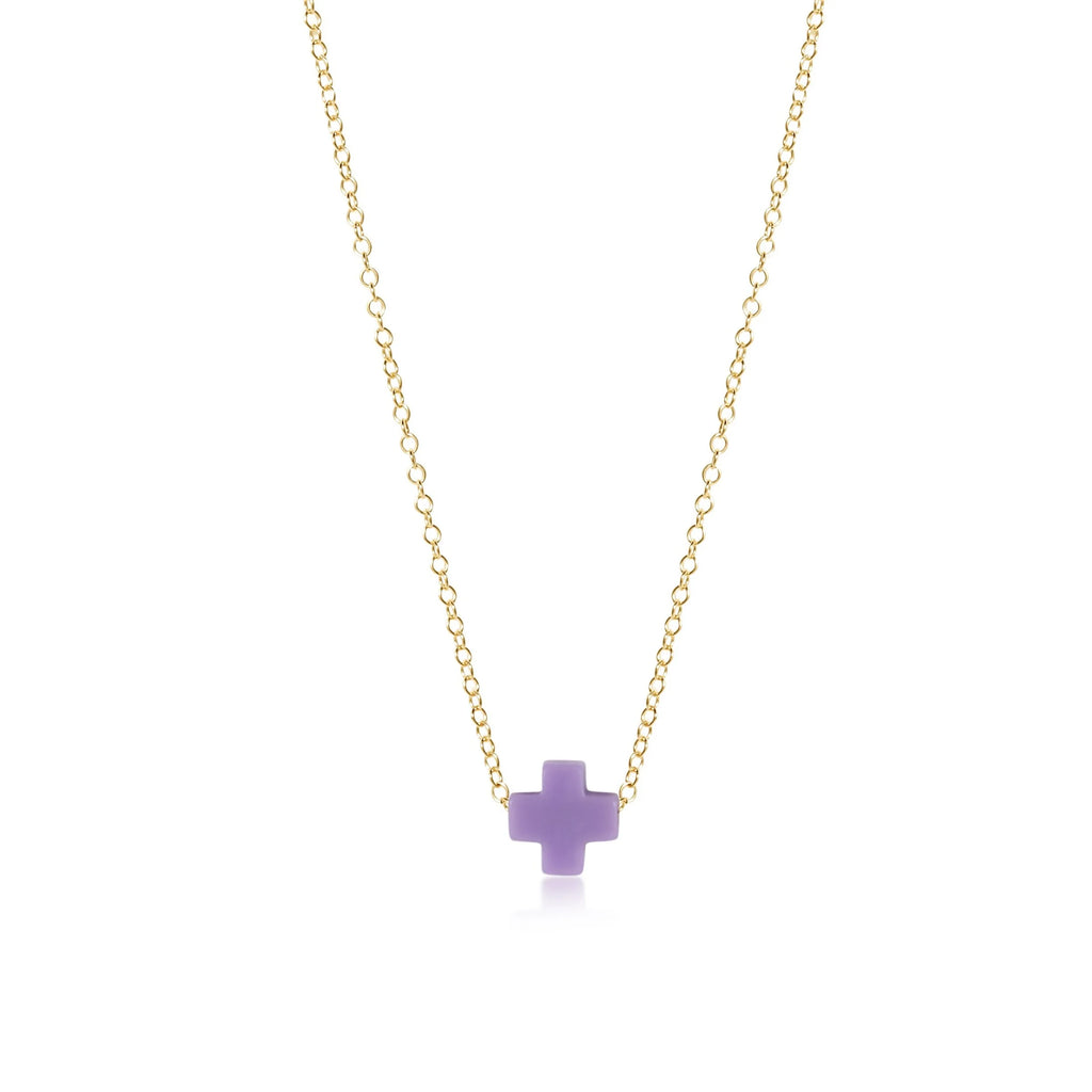 eNewton Design 16" Necklace Gold - Signature Cross Small in Purple