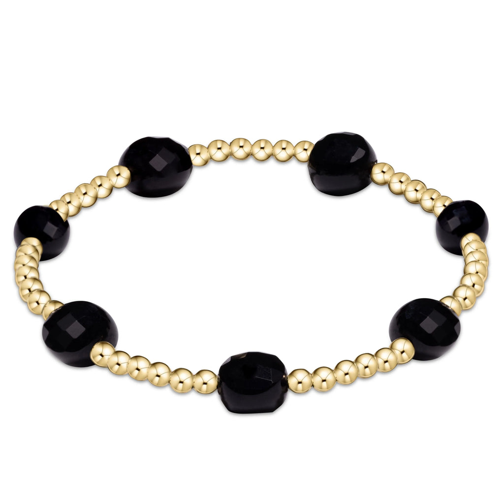 eNewton Design Admire Gold 3mm Bead Bracelet - Faceted Onyx