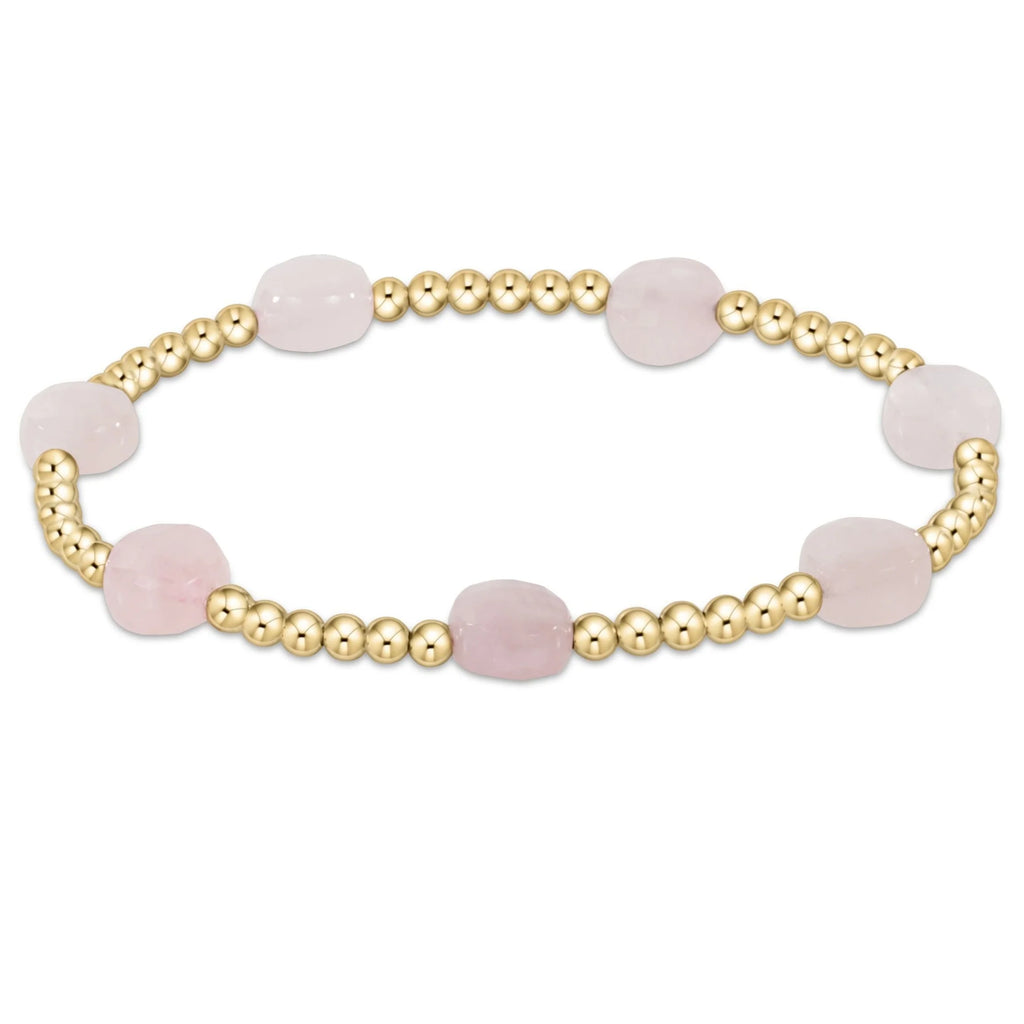 eNewton Design Admire Gold 3mm Bead Bracelet - Pink Opal