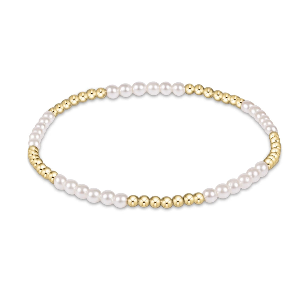 eNewton Design Classic Blissful Pattern 2.5mm Bead Bracelet - 3mm Pearl