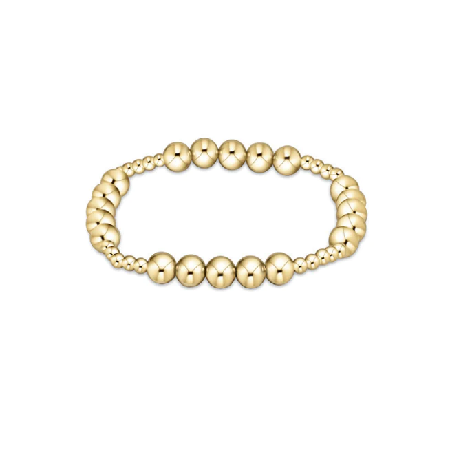 eNewton Design Classic Blissful Pattern 3mm Bead Bracelet - 6mm Gold