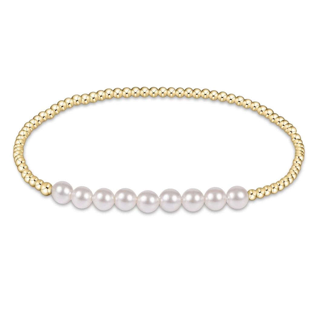 eNewton Design Classic Gold Beaded Bliss 2.5mm Bead Bracelet - 5mm Pearl