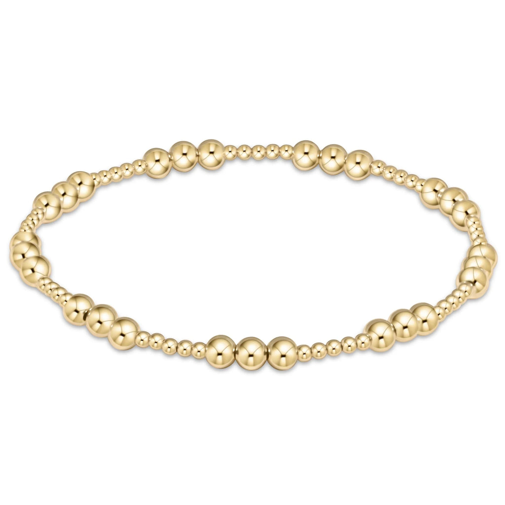 eNewton Design Classic Joy Pattern 4mm Bead Bracelet - Gold