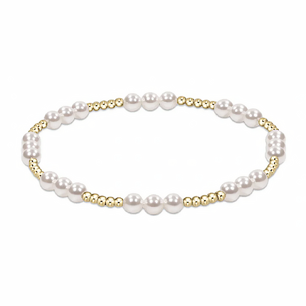 eNewton Design Classic Joy Pattern 4mm Bead Bracelet - Pearl