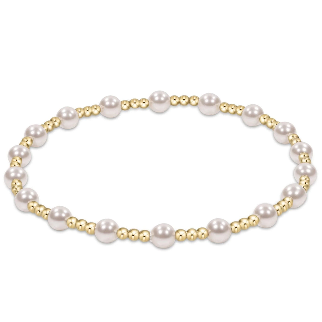 eNewton Design Classic Sincerity Pattern 4mm Bead Bracelet - Pearl