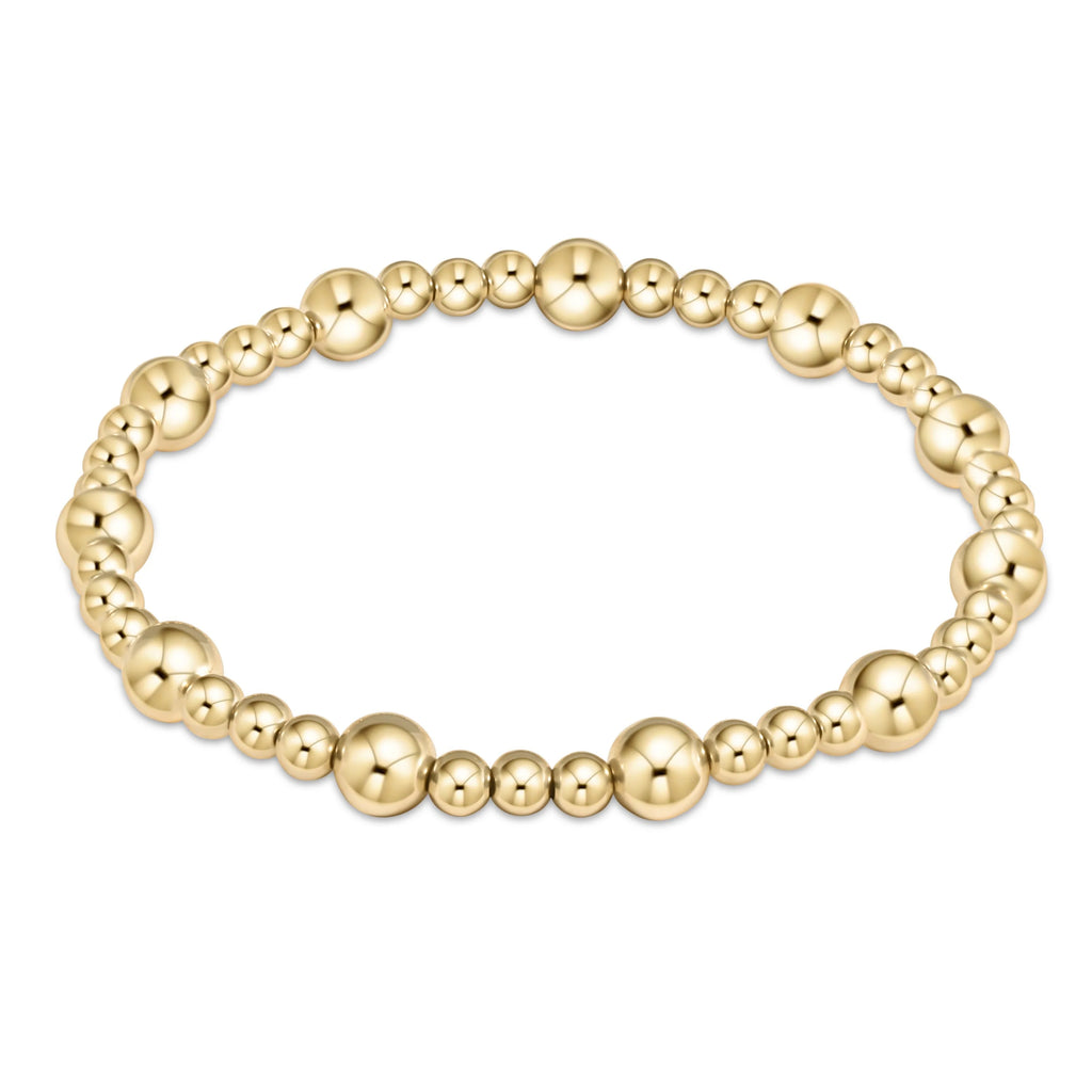 eNewton Design Classic Sincerity Pattern 6mm Bead Bracelet - Gold