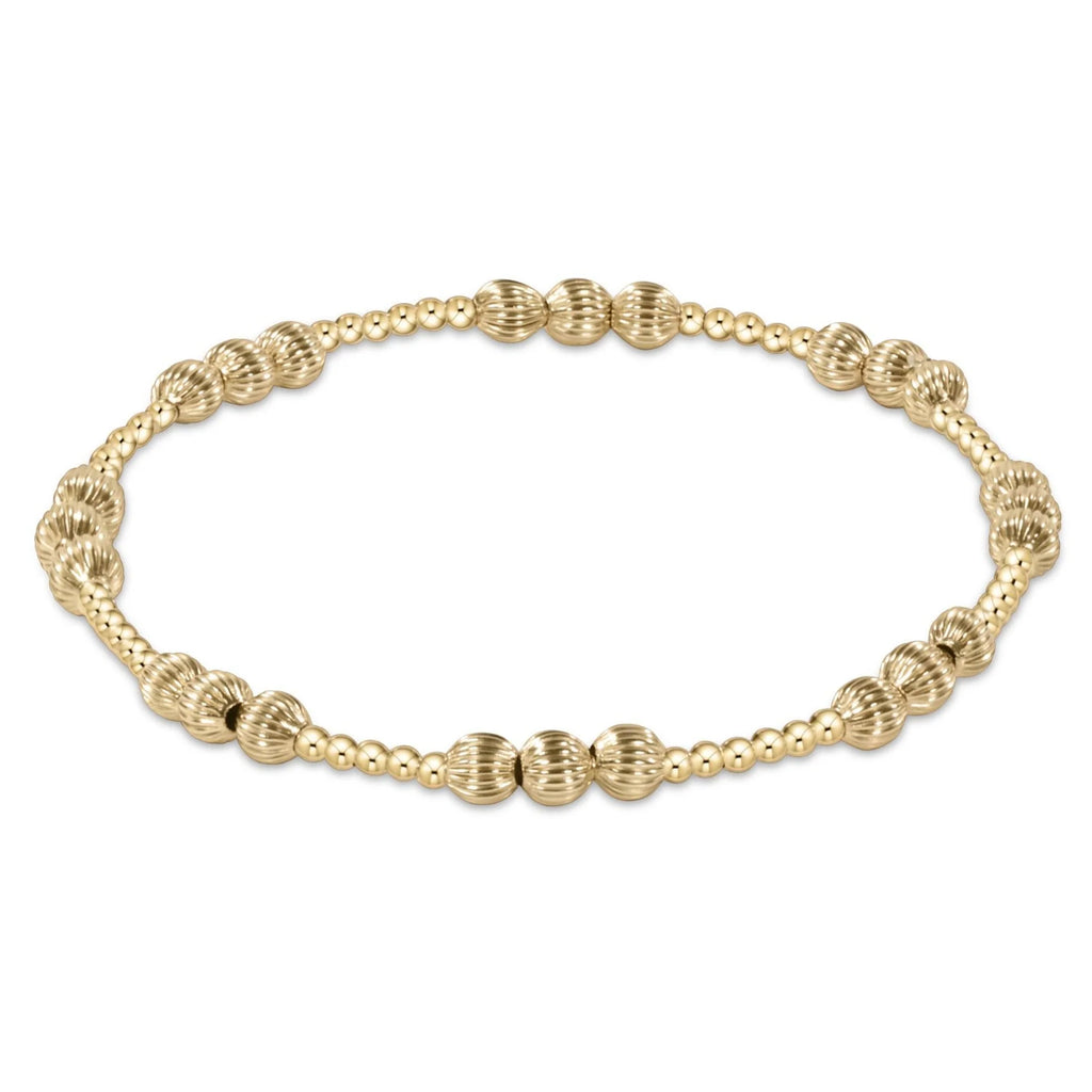 eNewton Design Dignity Joy Pattern 4mm Bead Bracelet - Gold