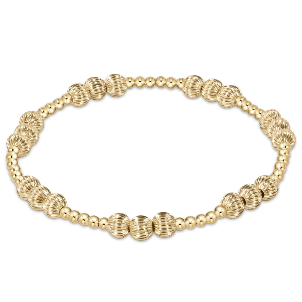 eNewton Design Dignity Joy Pattern 5mm Bead Bracelet - Gold
