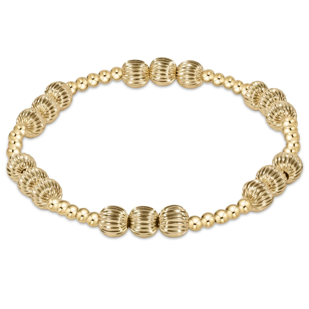 eNewton Design Dignity Joy Pattern 6mm Bead Bracelet - Gold