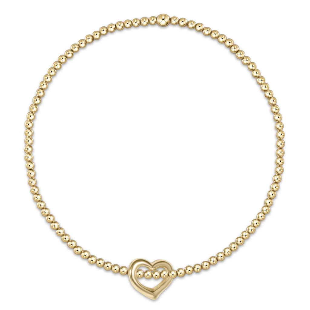eNewton Design Egirl Classic Gold 2mm Bead Bracelet - Love Small Gold Charm