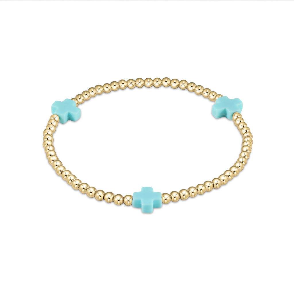 eNewton Design Egirl Signature Cross Bracelet Gold Turquoise