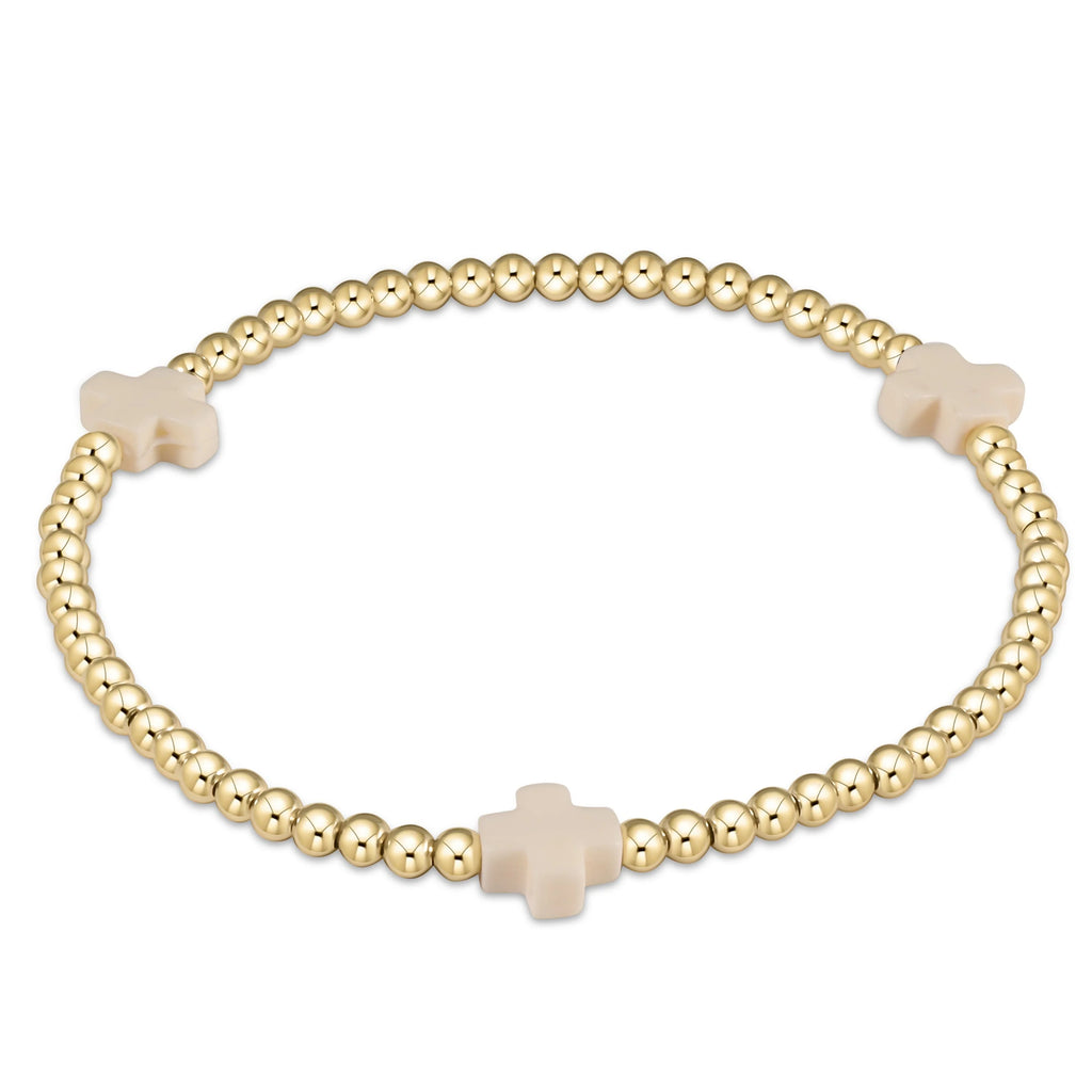eNewton Design Egirl Signature Cross Bracelet Gold Off-White