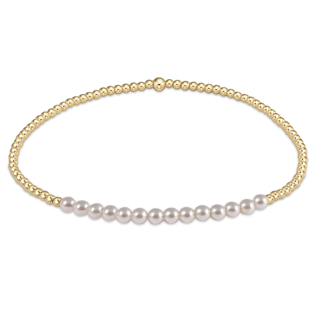 eNewton Design Gold Bliss 2mm Bead Bracelet - Pearl