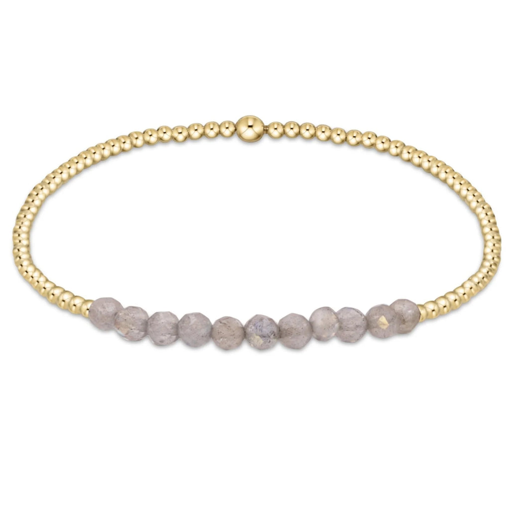eNewton Design Gold Bliss Gemstone 2mm Bead Bracelet - Labradorite