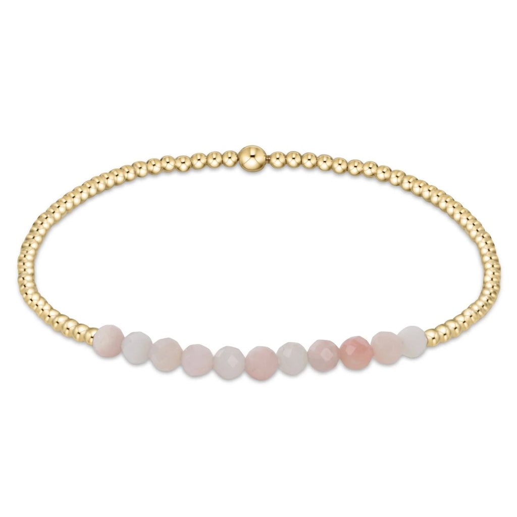 eNewton Design Gold Bliss Gemstone 2mm Bead Bracelet - Pink Opal