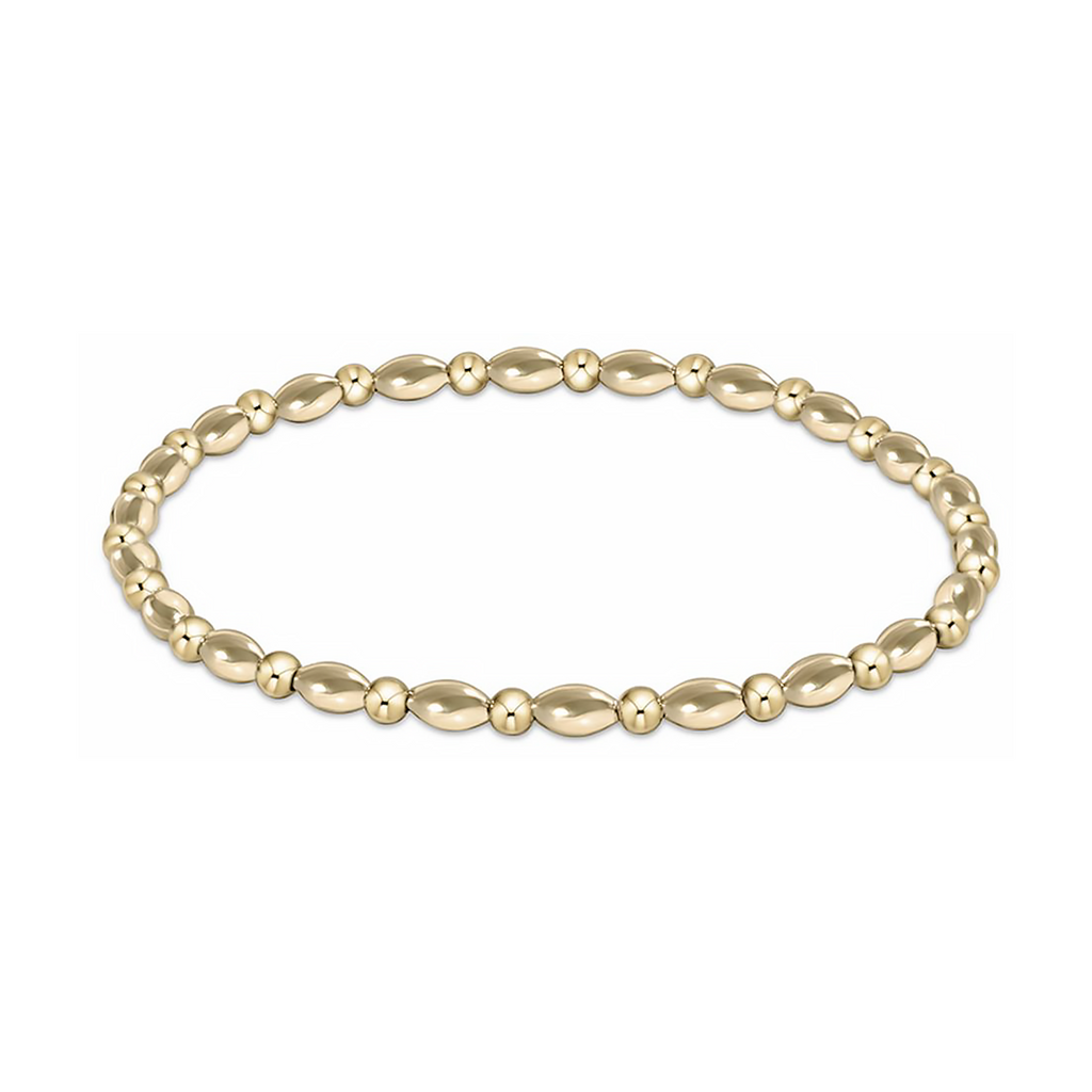 eNewton Design Harmony Grateful Pattern 2mm Bead Bracelet - Gold