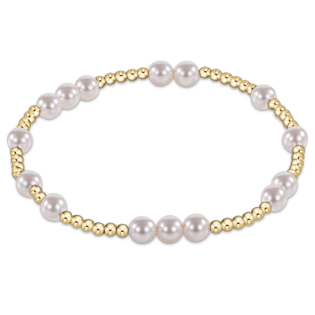 eNewton Design Hope Unwritten 5mm Bead Bracelet - Pearl