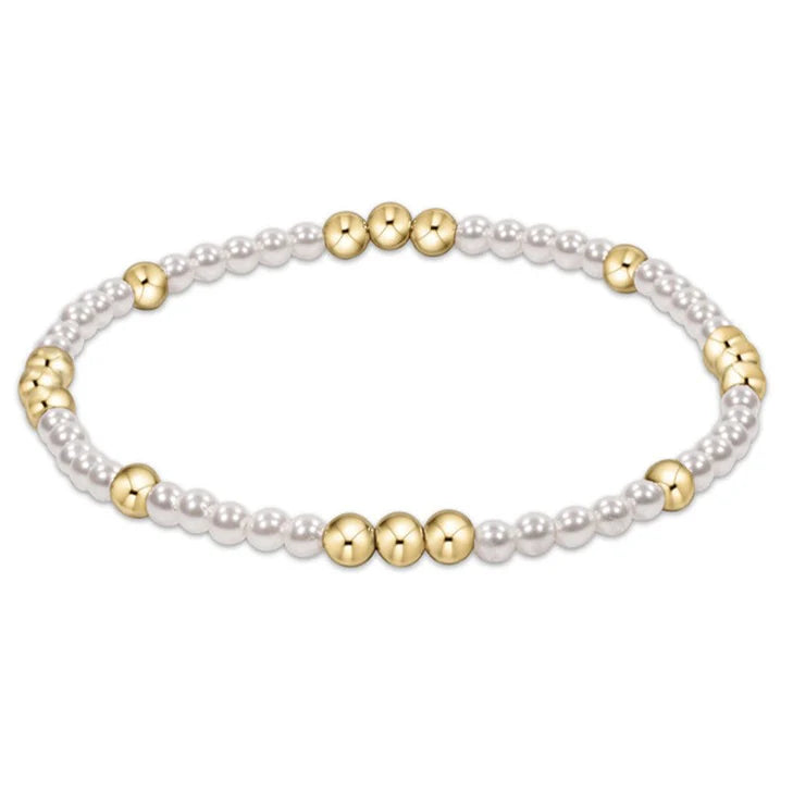 eNewton Design Worthy Pattern 3mm Bead Bracelet - Pearl